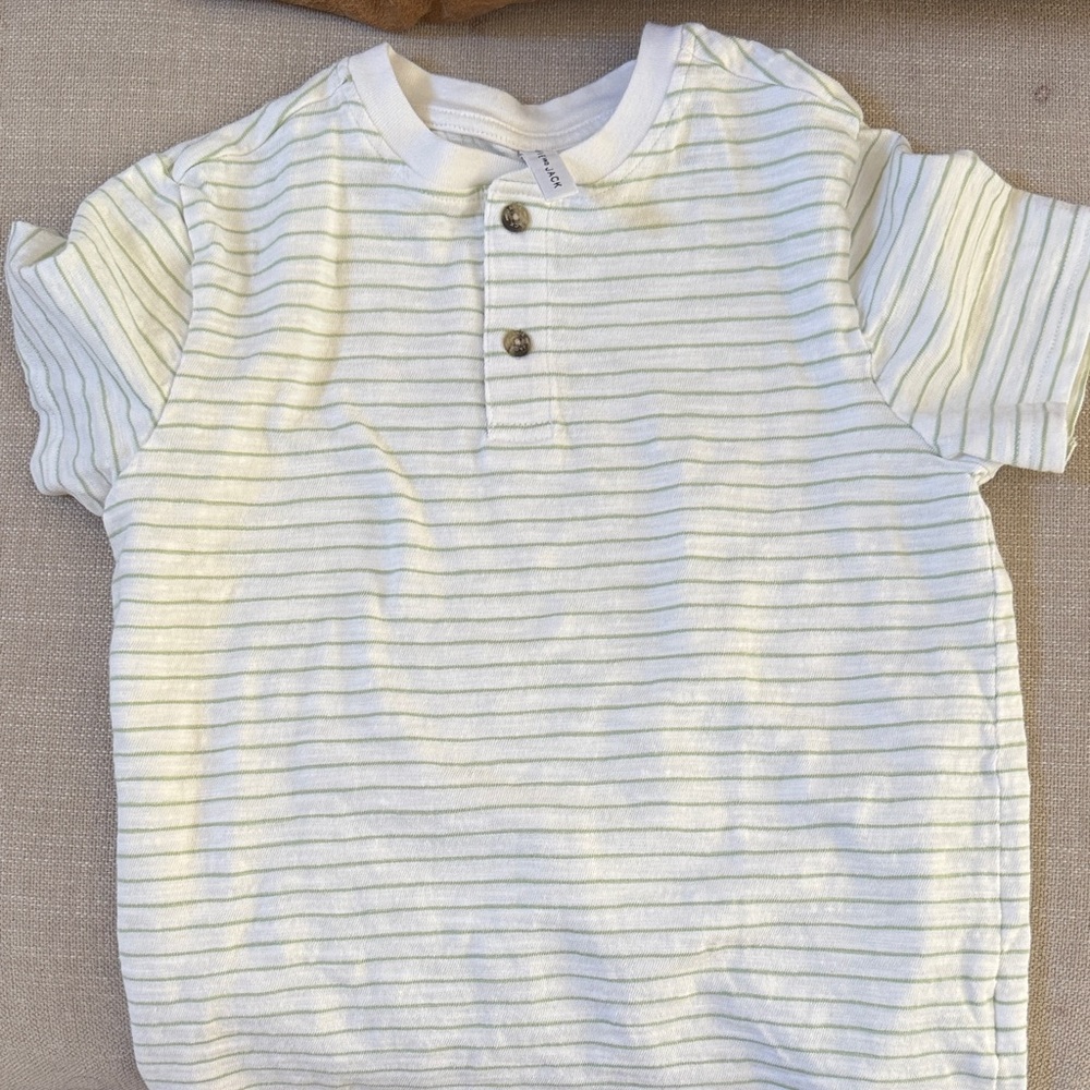 Janie and Jack Cream and Gray Striped Tee